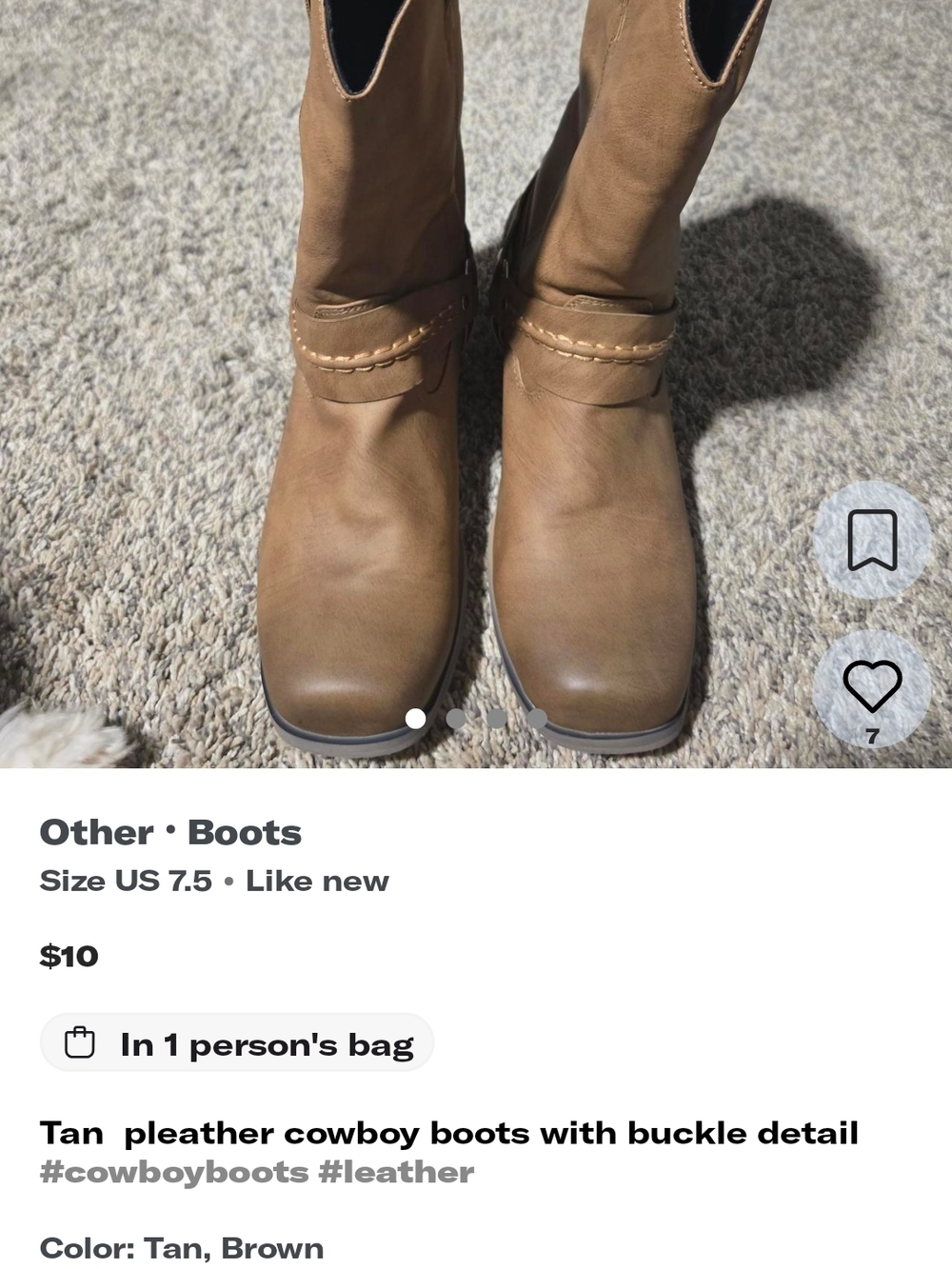 Tan Women's Boot with Buckle Strap